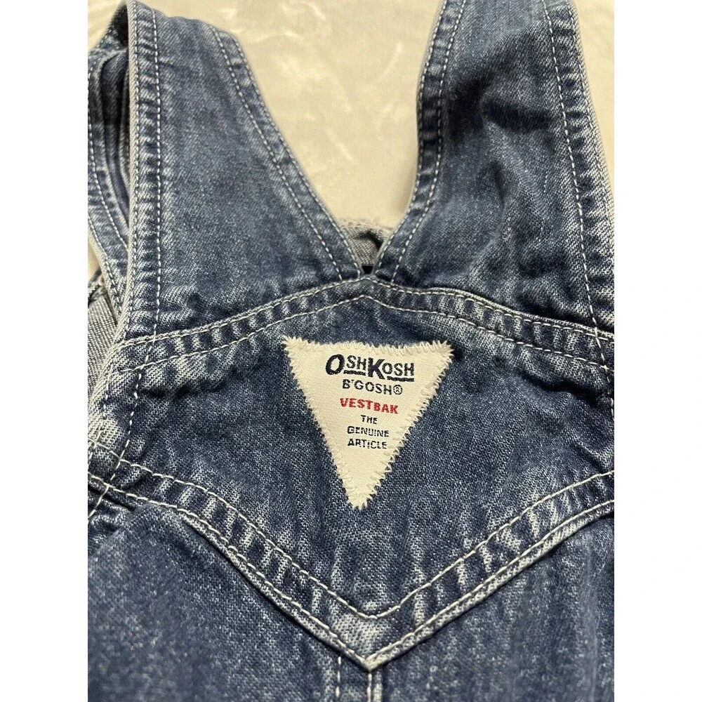 Oshkosh B'gosh Denim Jean Floral Overalls Size 3T Embroidered Cotton Vestbak